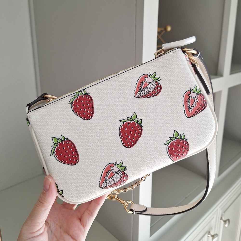 NWT Coach Nolita 19 Leather Shoulder Bag With Strawberry Print CAL25 - Picture 4 of 13